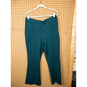 Universal Standard Morandi Ponte Pants Dark Teal Green Flare Leg Size M